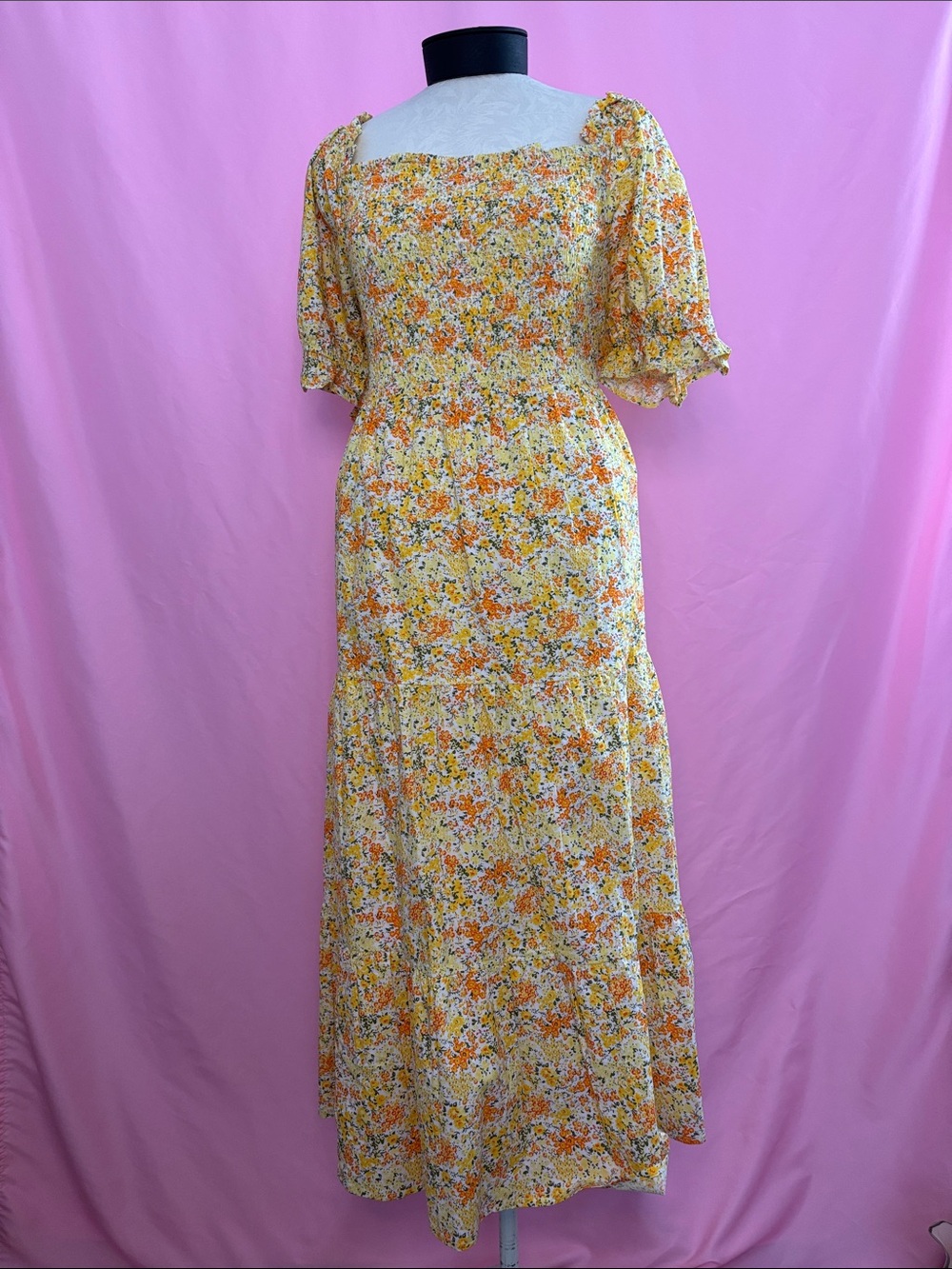 NWT Influence Size 20 Yellow Floral Tiered Smock Dress